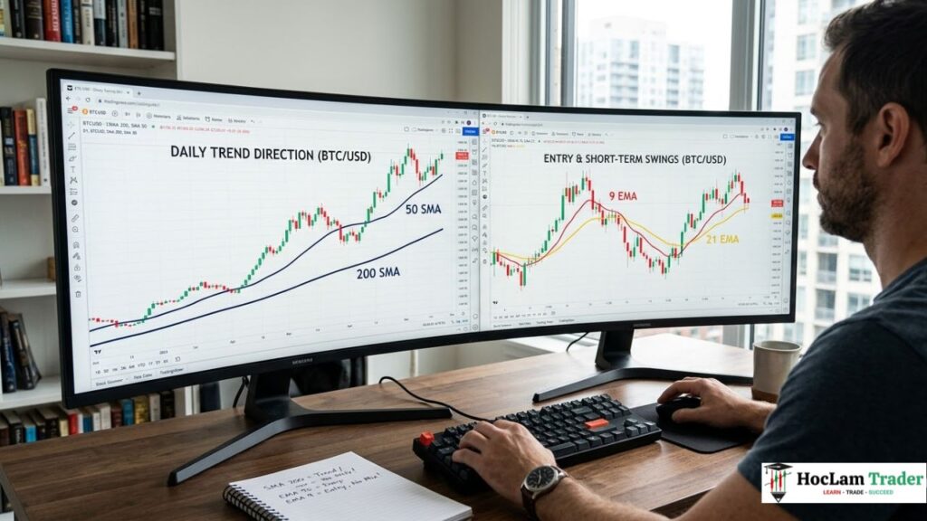 Moving Averages in Trading: SMA vs EMA, Crossovers, and Dynamic Support/Resistance Moving Average Crossovers