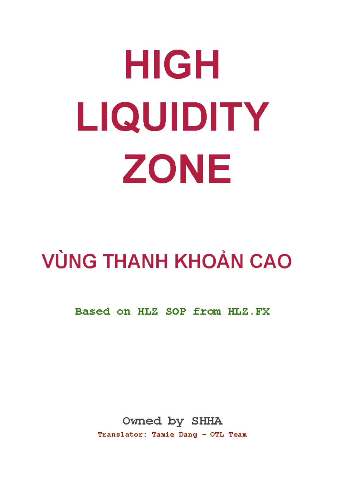 Tài liệu High Liquidity Zone