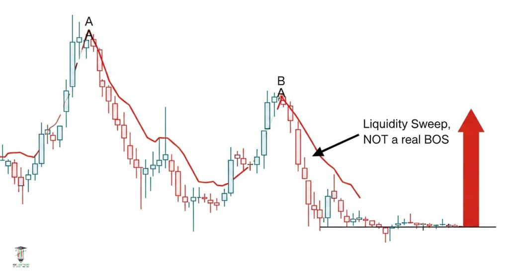 Break of Structure (BOS) trong Giao dịch: Giải Mã Tín Hiệu "Phá Vỡ Cấu Trúc" Từ A-Z Quét thanh khoản với BOS