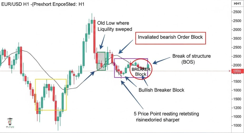 Breaker Block Toàn Tập: Giải Mã Điểm Vào Lệnh Của Cá Mập Bullish breaker block