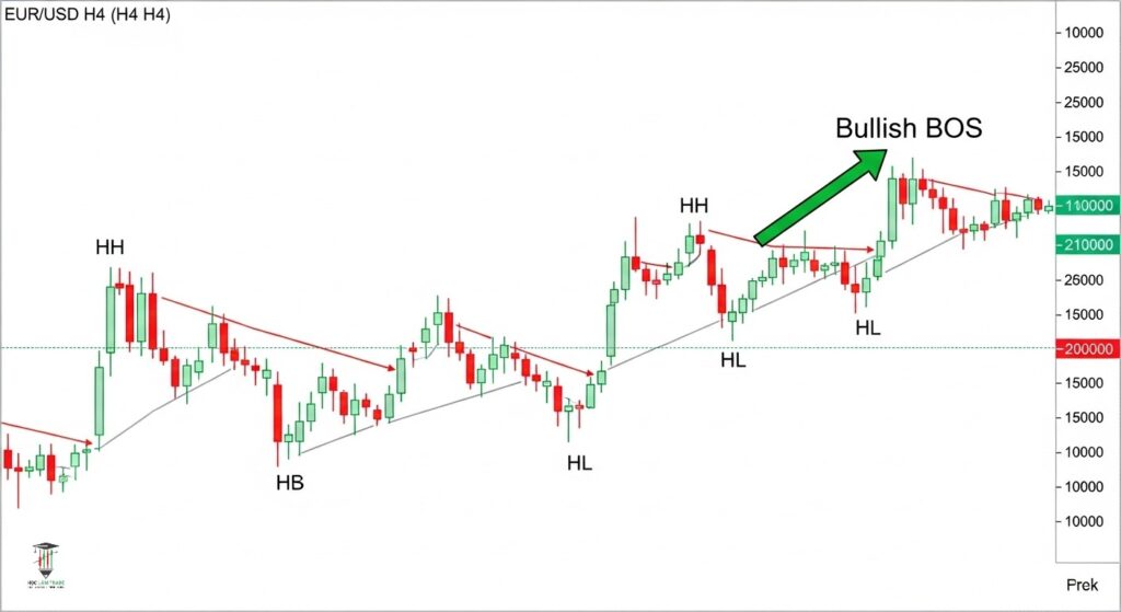 Break of Structure (BOS) trong Giao dịch: Giải Mã Tín Hiệu "Phá Vỡ Cấu Trúc" Từ A-Z Bullish BOS