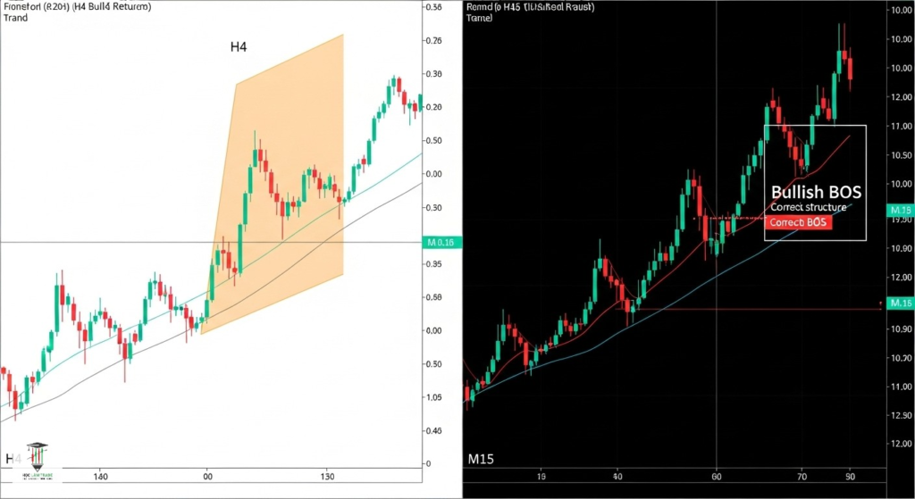 Break of Structure (BOS) trong Giao dịch: Giải Mã Tín Hiệu "Phá Vỡ Cấu Trúc" Từ A-Z BOS trên đa khung thời gian