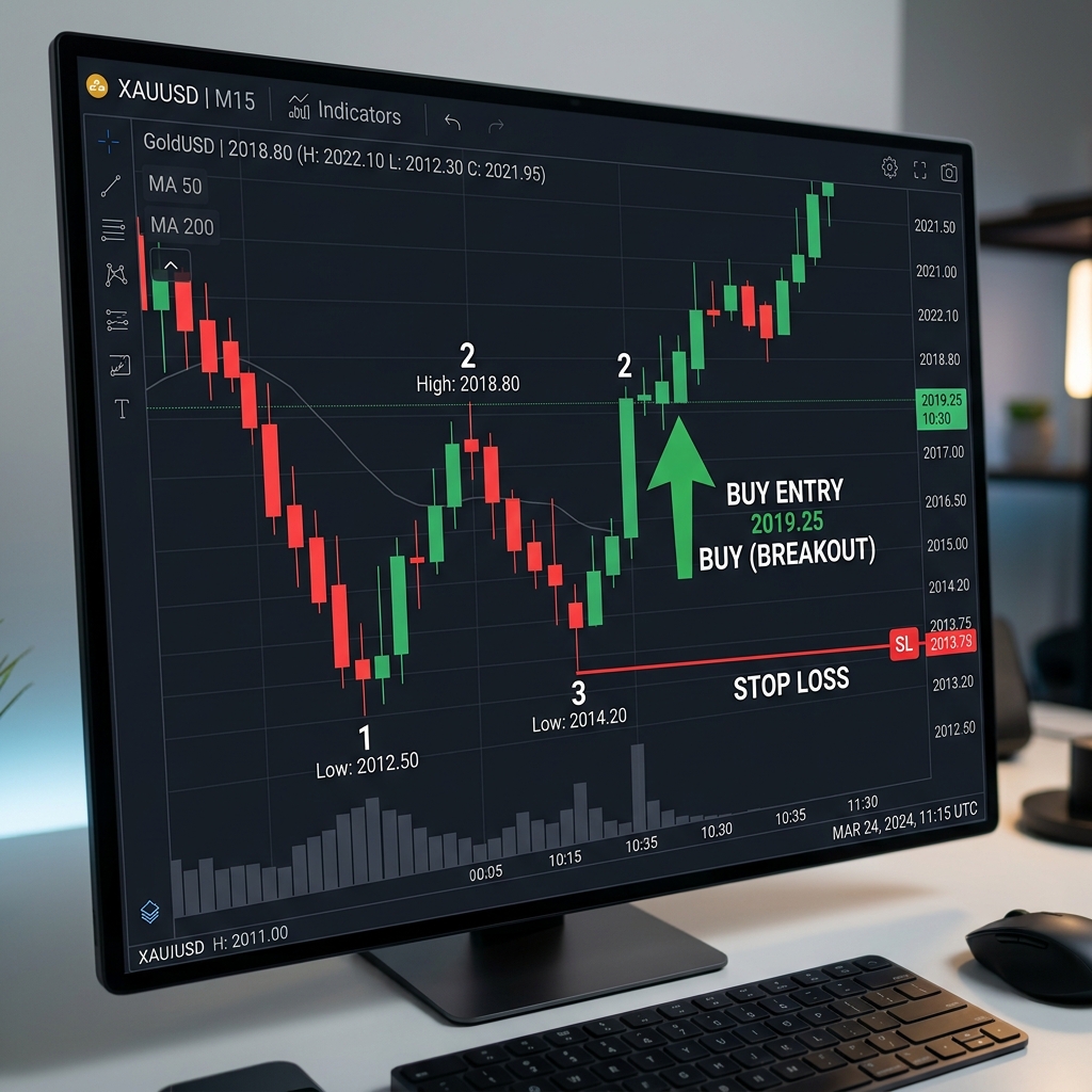 Mô Hình 1-2-3 Reversal: Setup Bắt Đỉnh Đáy Đơn Giản Dành Cho Người Mới Điểm vào lệnh Buy và Stop loss với mô hình 1-2-3