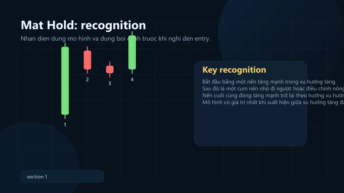 mô hình mat hold: ý nghĩa, bối cảnh mạnh và cách vào lệnh + SL/TP Mat Hold recognition pattern