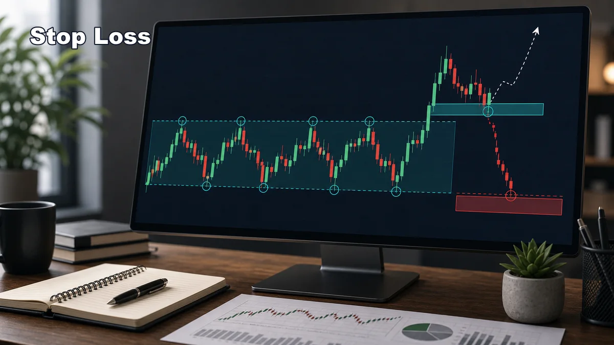 Asian Session Trading Strategy AI image showing stop loss placement for Asian session range breakout strategy
