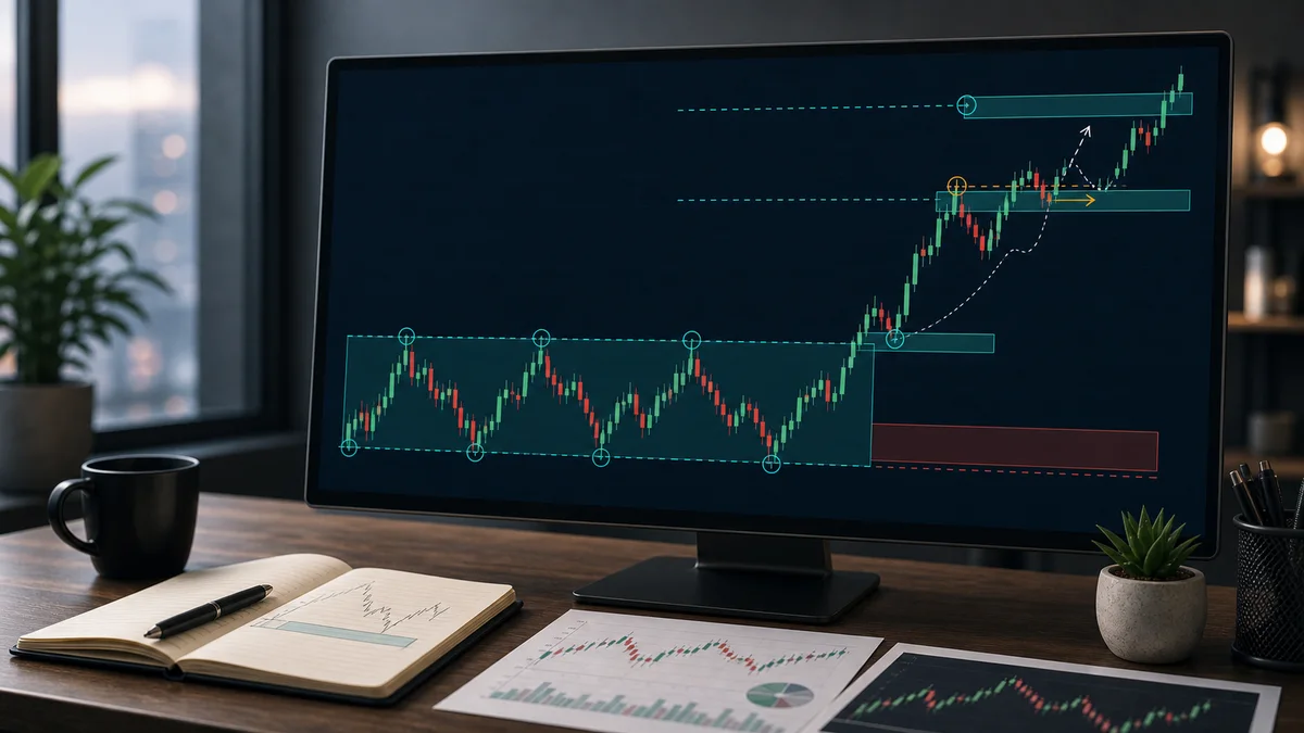 Asian Session Trading Strategy AI image showing take profit planning for Asian session breakout and liquidity targets