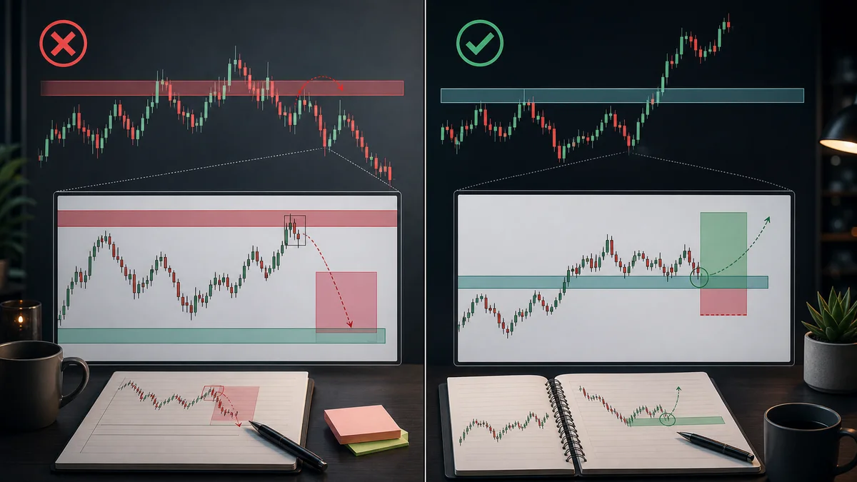 The Best Timeframes for Drawing MSNR Levels Codex AI image showing why timeframe selection matters before an MSNR trade with higher timeframe obstacle and lower timeframe entry chart