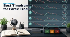 Best timeframes for forex trading thumbnail showing daily four hour one hour fifteen minute and five minute charts with clear multi-timeframe selection