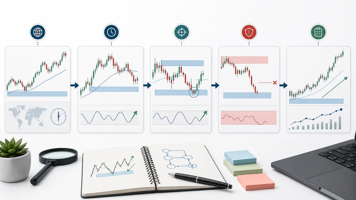 Forex Timeframes: Choosing Context and Entry Charts Step by step usage of forex timeframes from higher timeframe bias to setup timeframe entry timeframe risk and review