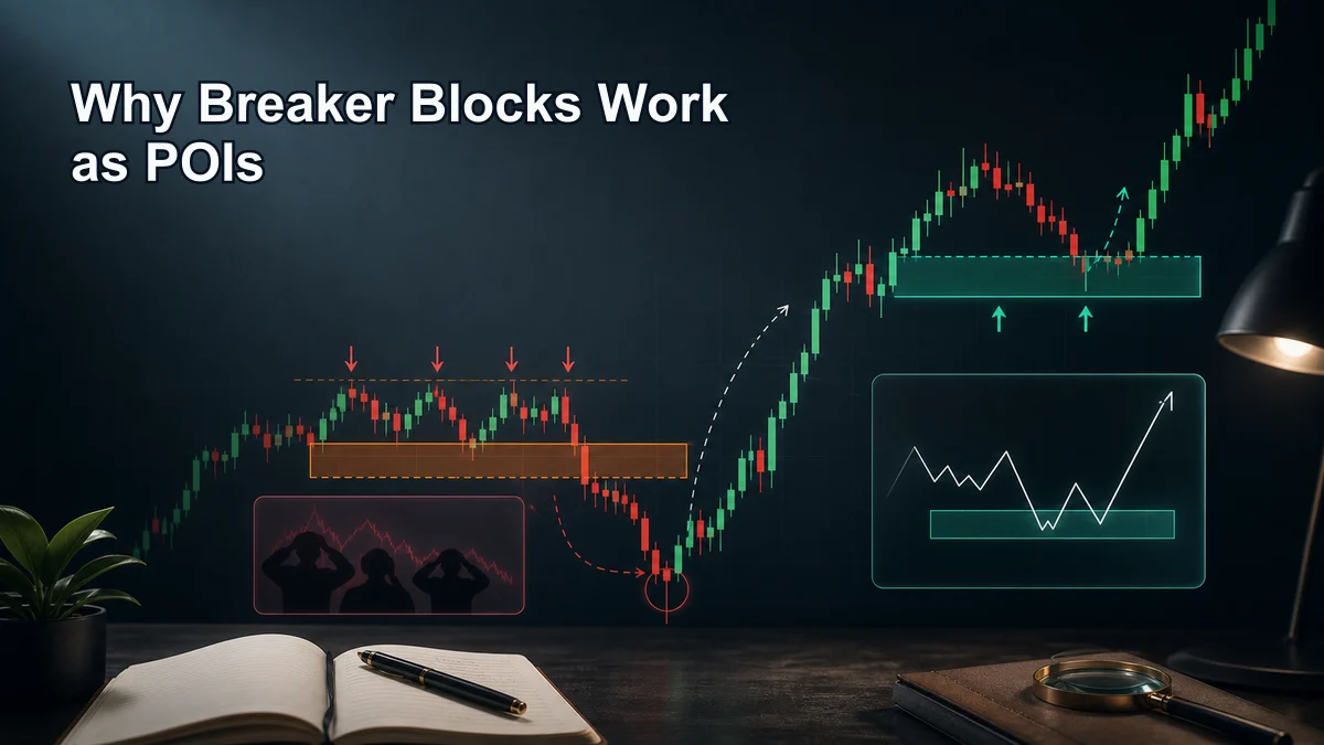 Breaker Block Trading Guide Why breaker blocks work as points of interest after trapped traders, displacement, and retest