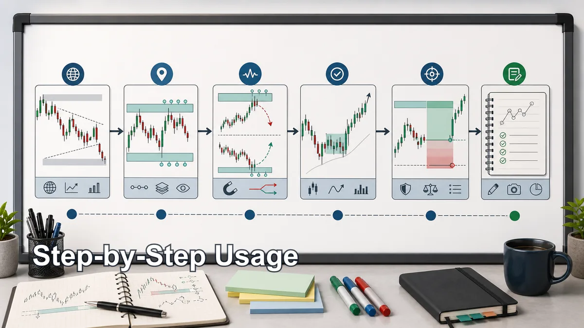 Buy-Side Liquidity and Sell-Side Liquidity Explained Step-by-step usage of buy-side and sell-side liquidity from context to liquidity map, sweep, confirmation, entry, invalidation, and review