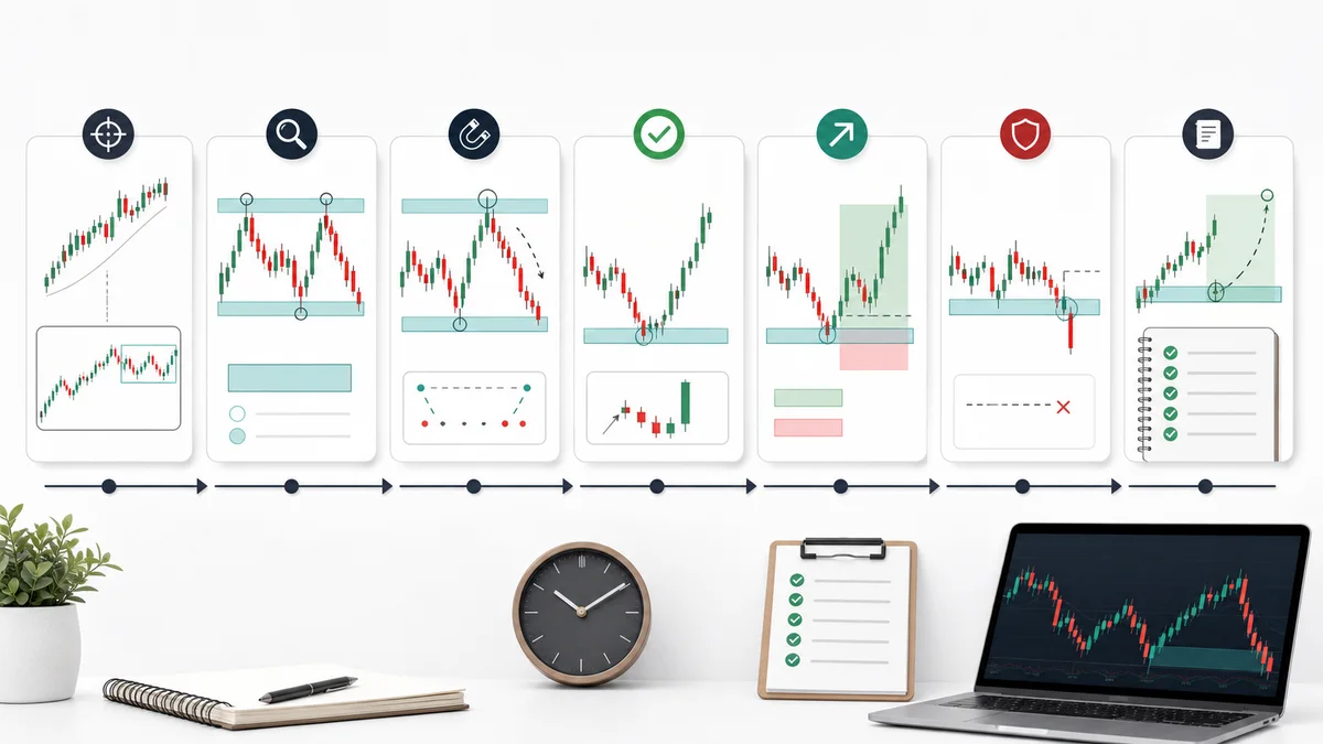Equal Highs and Equal Lows Trading Guide Codex AI image showing step by step use of equal highs and equal lows from context to liquidity mapping, reaction, confirmation, entry, invalidation, and review