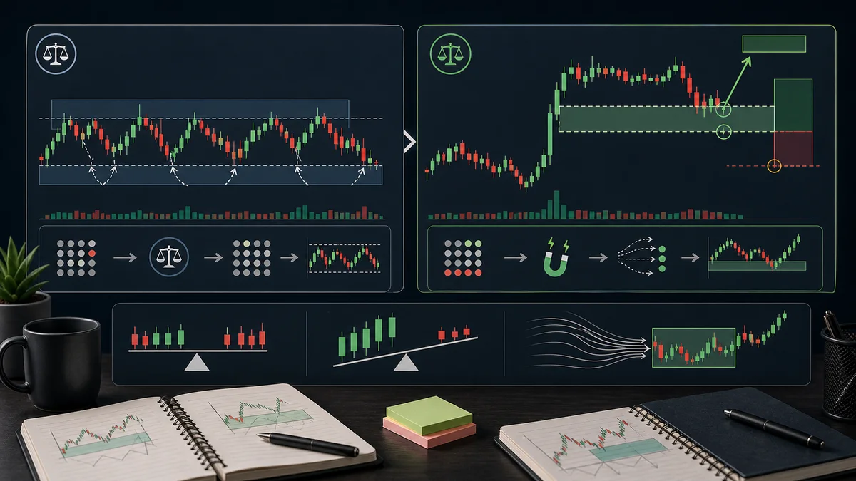 Fair Value Gaps: Identification, Validation and Failure Codex AI image showing why fair value gaps work through imbalance, displacement, retracement, mitigation, and continuation