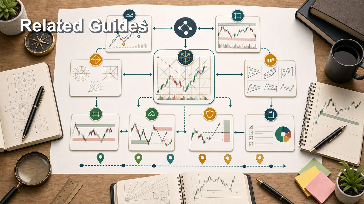 Gann Theory: Complete Beginner Guide Related guides and next learning path connecting Gann Theory to theories Elliott Wave Wyckoff chart patterns support resistance market structure and risk management