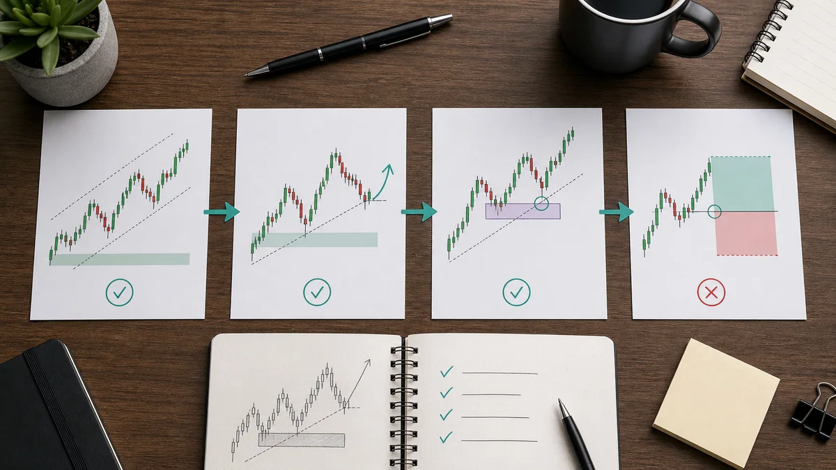 Higher Highs and Higher Lows Explained Step by step usage of higher highs and higher lows from context to pullback, confirmation, entry, and risk