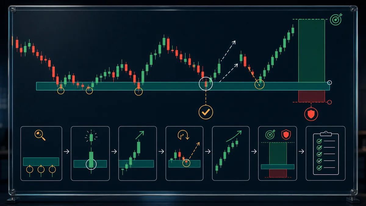 How to Read Candlesticks in Forex and Crypto Confirmation rules before trading a candlestick with key level, candle close, follow-through, retest, invalidation, and target space