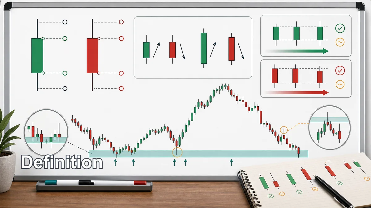How to Read Candlesticks in Forex and Crypto Definition of how to read candlesticks in forex and crypto with candle body, wick, open, high, low, and close behavior