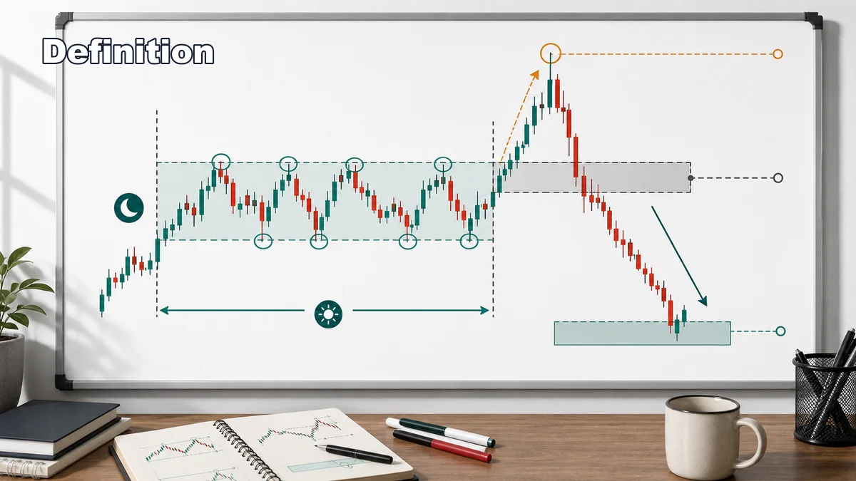 ICT Judas Swing: Meaning and Examples Codex AI image defining ICT Judas Swing with false early session move, liquidity sweep, reversal, displacement, and session range