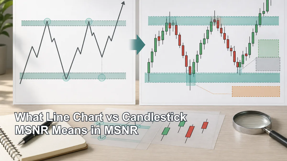 Line vs Candlestick Charts for MSNR Levels Line chart support resistance structure compared with candlestick chart MSNR body and wick zone