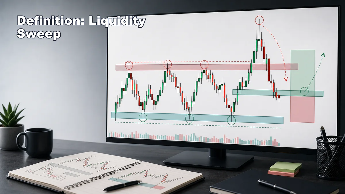 Liquidity Sweeps: Identification, Confirmation and Failure Codex AI image defining a liquidity sweep with price moving beyond equal highs and then rejecting back inside the range