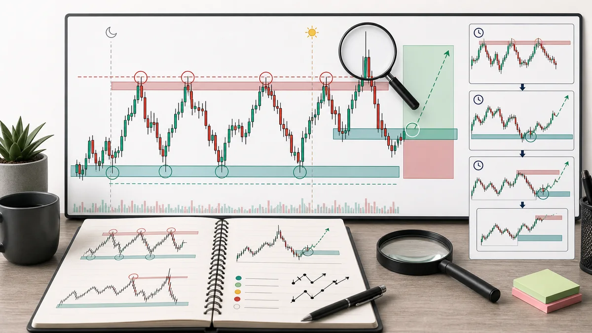 Liquidity Sweeps: Identification, Confirmation and Failure Codex AI image showing how to identify a liquidity sweep with equal highs, equal lows, session extremes, sweep wick, reclaim, and structure shift