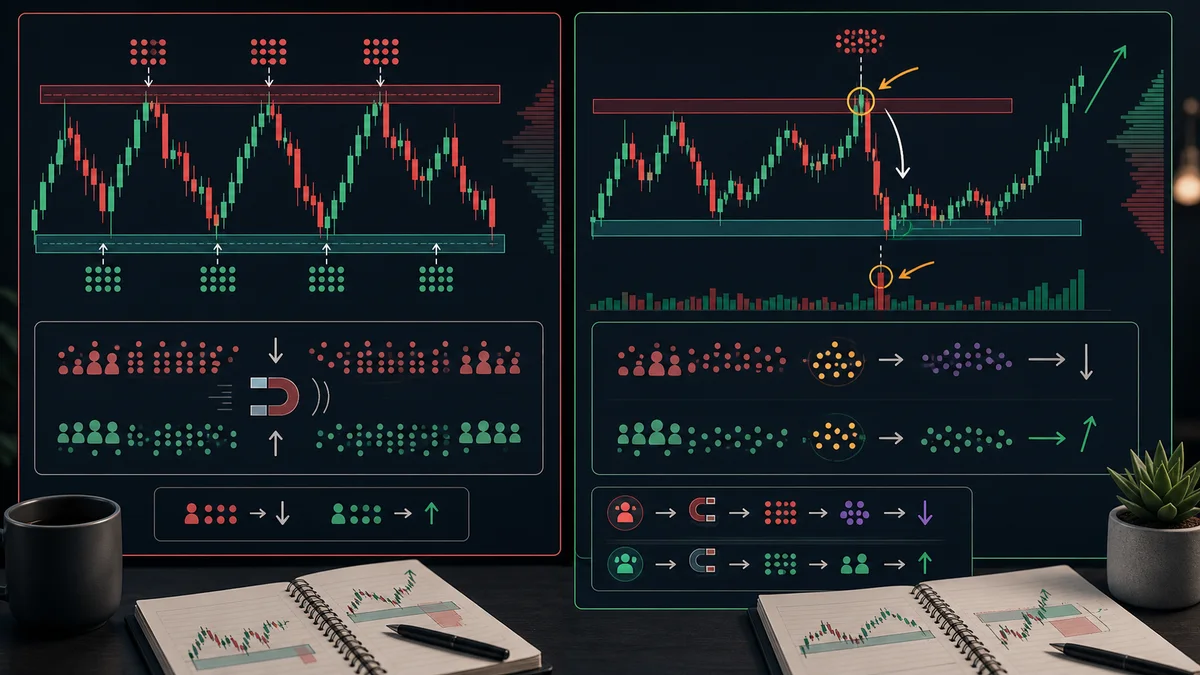Liquidity Sweeps: Identification, Confirmation and Failure Codex AI image showing why liquidity sweeps work through stops above highs, trapped breakout traders, rejection, and displacement