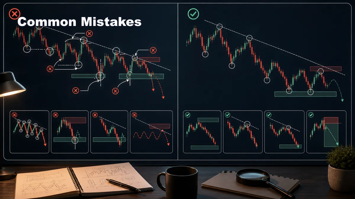 Lower Highs and Lower Lows Explained Common mistakes when trading lower highs and lower lows including forcing tiny swings chasing breakdowns and ignoring invalidation