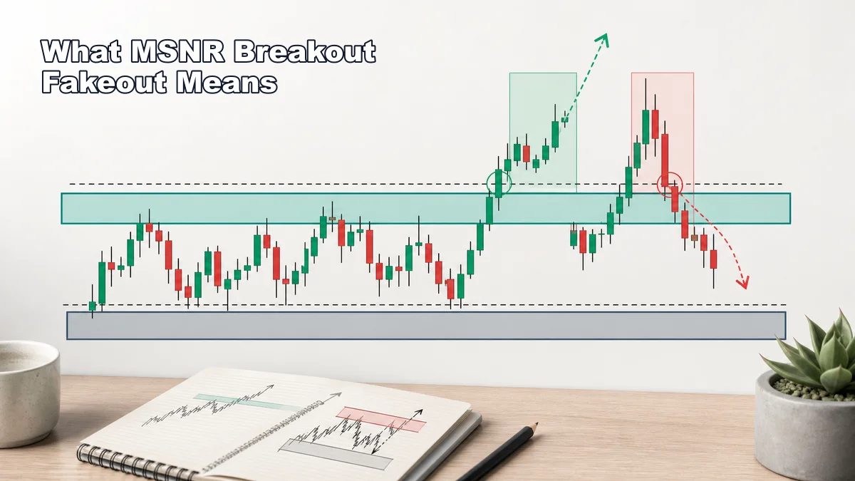 Breakout or Fakeout? How MSNR Traders Validate a Level Break Codex AI image explaining MSNR breakout fakeout with a support resistance level break and failed return inside the range