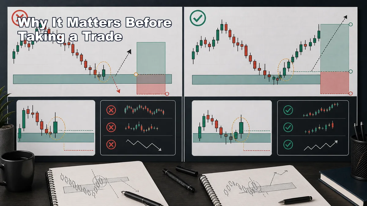 MSNR Candlestick Confirmation: Rejection and Close Rules Illustrative diagram showing why MSNR candlestick confirmation matters before trade entry with rejection and close based evidence