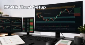Codex AI image showing an MSNR chart setup with clean support resistance zones timeframes and risk planning