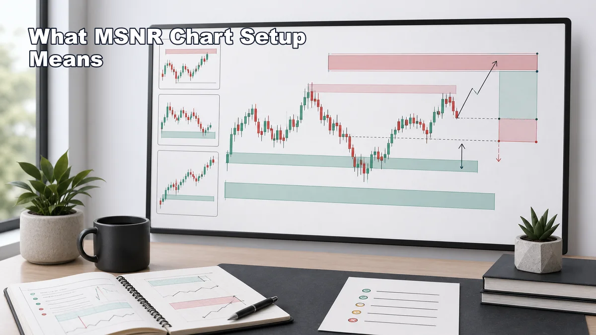 MSNR Chart Setup: What Tools, Timeframes and Templates You Need Codex AI image explaining what MSNR chart setup means with clean support resistance zones and timeframe panels