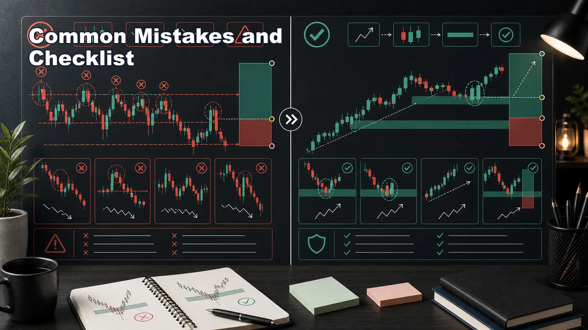 MSNR Engulfing Strategy: Rules, Filters and Failure Codex AI image showing common MSNR engulfing candle mistakes and checklist for filters trend bias and SNR zones