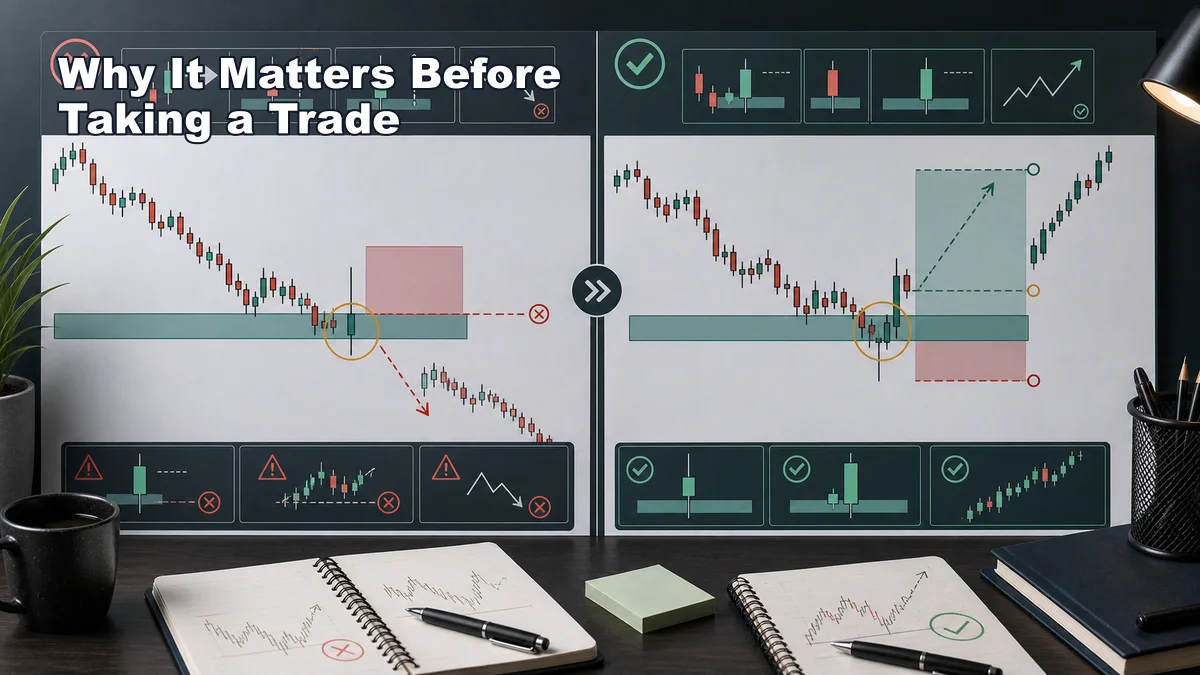 MSNR Rejection Candle: How to Read a Real Bounce From a Fake One Codex AI image showing why MSNR rejection candle matters before trade entry with real bounce and fake rejection comparison