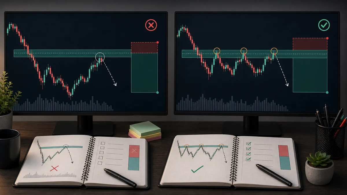 Resistance Level in MSNR: How to Identify High-Quality Supply Zones Comparison of a rushed short entry versus a patient MSNR resistance level rally into a supply zone