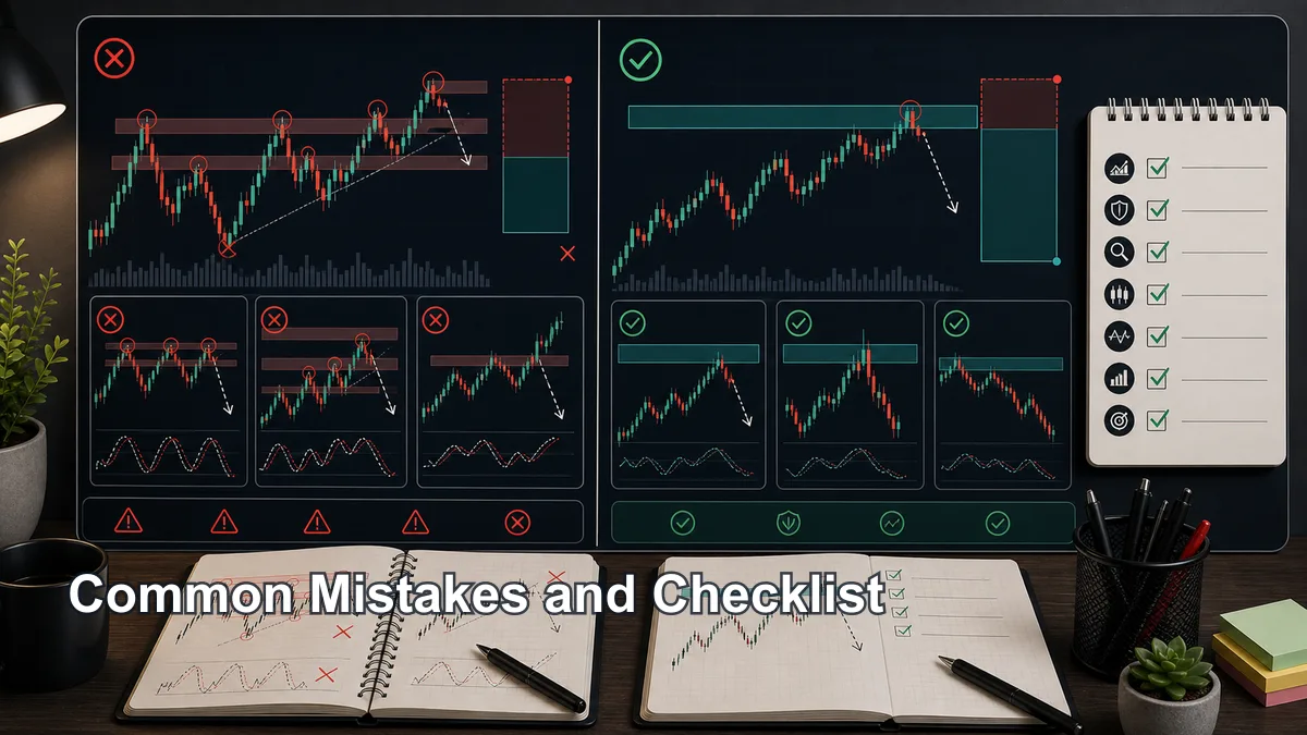 Resistance Level in MSNR: How to Identify High-Quality Supply Zones Trading review board showing common MSNR resistance level mistakes and a corrected supply-zone checklist