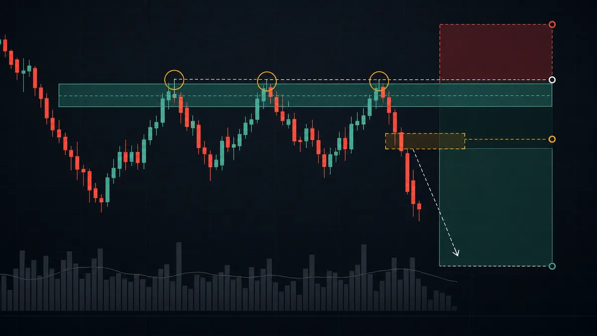 Resistance Level in MSNR: How to Identify High-Quality Supply Zones MSNR supply zone with bearish entry reaction and stop-loss invalidation box above resistance