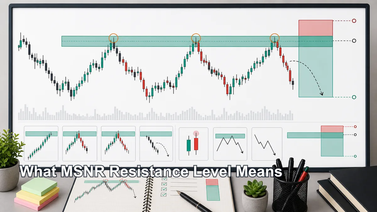 Resistance Level in MSNR: How to Identify High-Quality Supply Zones Bearish MSNR resistance level shown as a supply zone with candle body logic and downward rejection