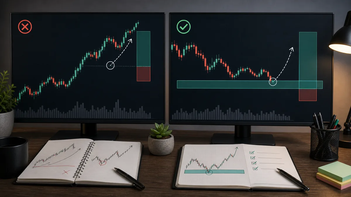 Support Level in MSNR: How to Identify High-Quality Demand Zones Comparison of a rushed long entry versus a patient MSNR support level pullback into a demand zone