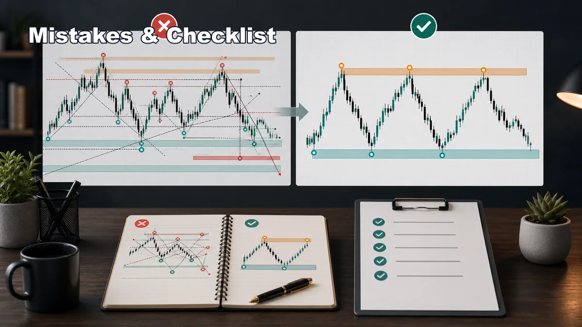 MSNR Trading Strategy: Complete Beginner-to-Advanced Guide Codex AI image showing common MSNR mistakes and a clean support resistance checklist