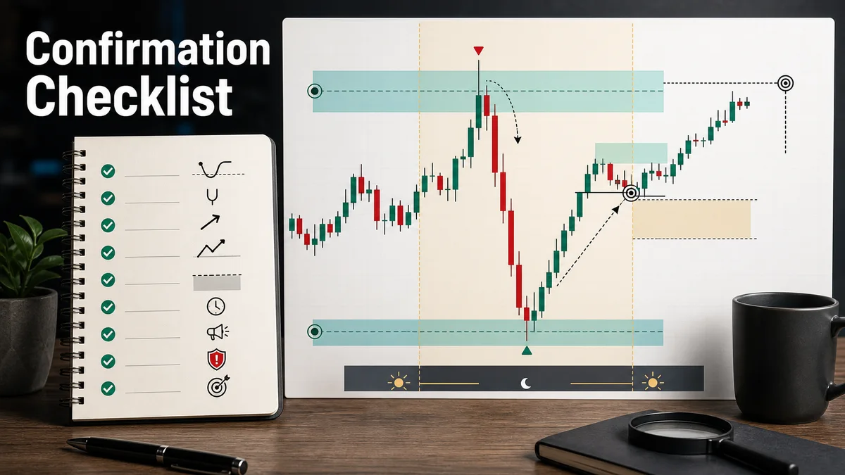 New York Session Liquidity Sweep Strategy Confirmation checklist for New York session liquidity sweep trades with sweep, reclaim, displacement, structure shift, risk, and target