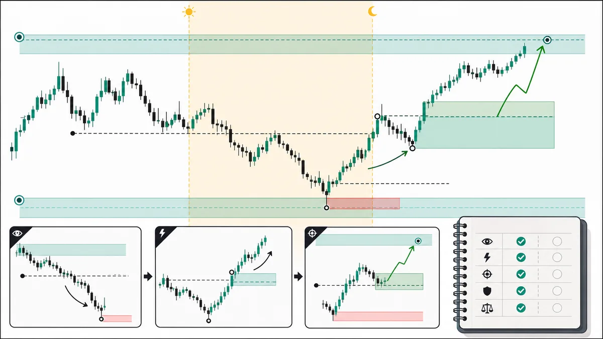 New York Session Liquidity Sweep Strategy Example New York session liquidity sweep trade with sell-side sweep, reclaim, structure shift, retracement entry, stop, and target liquidity
