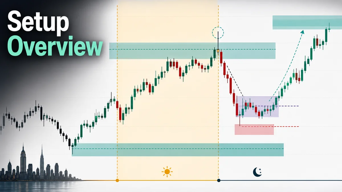 New York Session Liquidity Sweep Strategy Setup overview for a New York session liquidity sweep with liquidity pool, sweep wick, displacement, entry, stop, and target