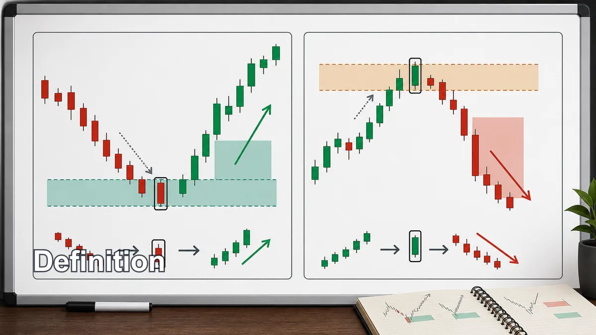 Order Block Trading: How to Find High-Probability POIs Definition of order block trading with bullish and bearish order block zones marked as points of interest