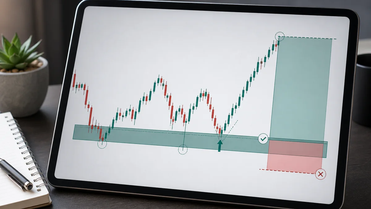 Common Support and Resistance Drawing Mistakes in MSNR Codex AI image showing MSNR entry invalidation and stop-loss logic after clean support resistance drawing