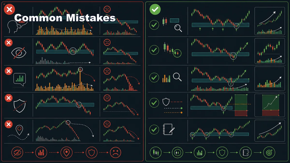 SNR Zones and Volume: Should Volume Confirm MSNR? Codex AI image showing common MSNR volume confirmation mistakes and a clean checklist around SNR zones