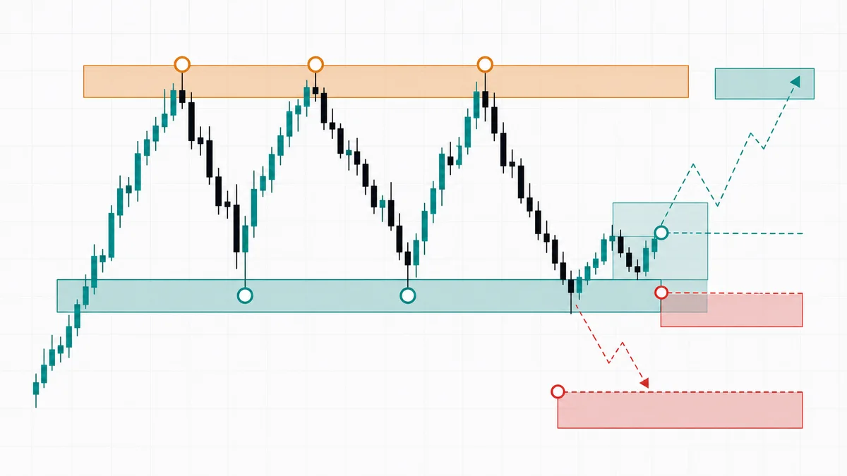 What Is MSNR Trading? Meaning, Logic and Beginner Rules Codex AI image showing beginner MSNR entry invalidation and stop loss rules on a clean chart