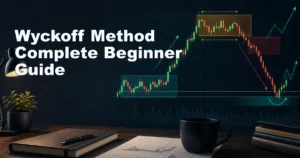 Wyckoff Method complete beginner guide thumbnail showing accumulation, markup, distribution, markdown, spring, breakout, and market cycle analysis