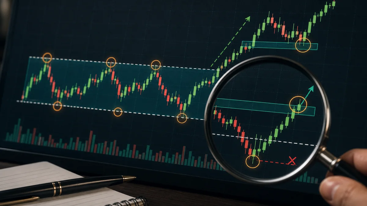 Wyckoff Method: Complete Beginner Guide How to identify Wyckoff on a chart using trading range boundaries spring breakout retest volume and phase analysis