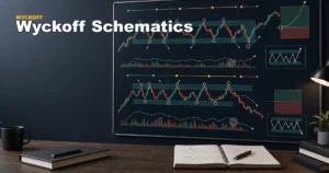 Codex AI thumbnail for Wyckoff schematics with accumulation distribution phases, spring, upthrust, sign of strength, sign of weakness, and risk planning