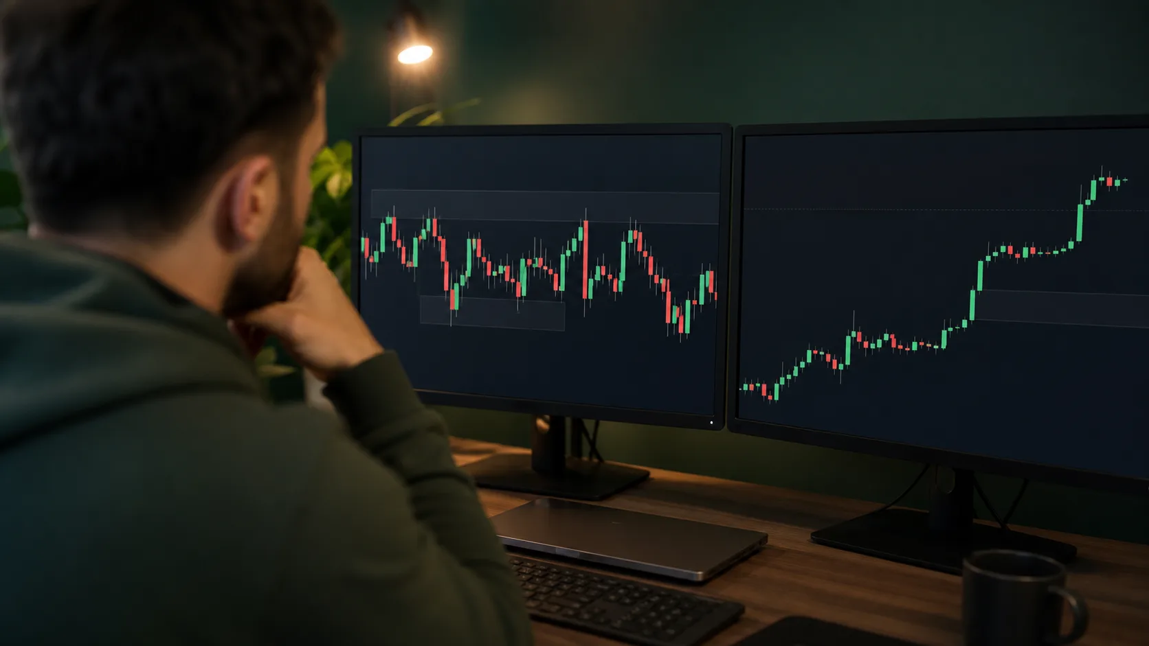 Displacement trong trading: Nhận biết cú dịch chuyển có động lượng Trader so sánh biến động trong range với displacement phá cấu trúc